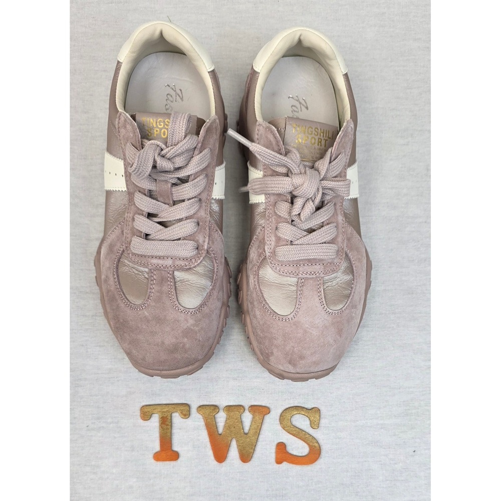 Tingshili Sport Women's‎ Pink Suede Leather Fashion Sneakers Size 6
